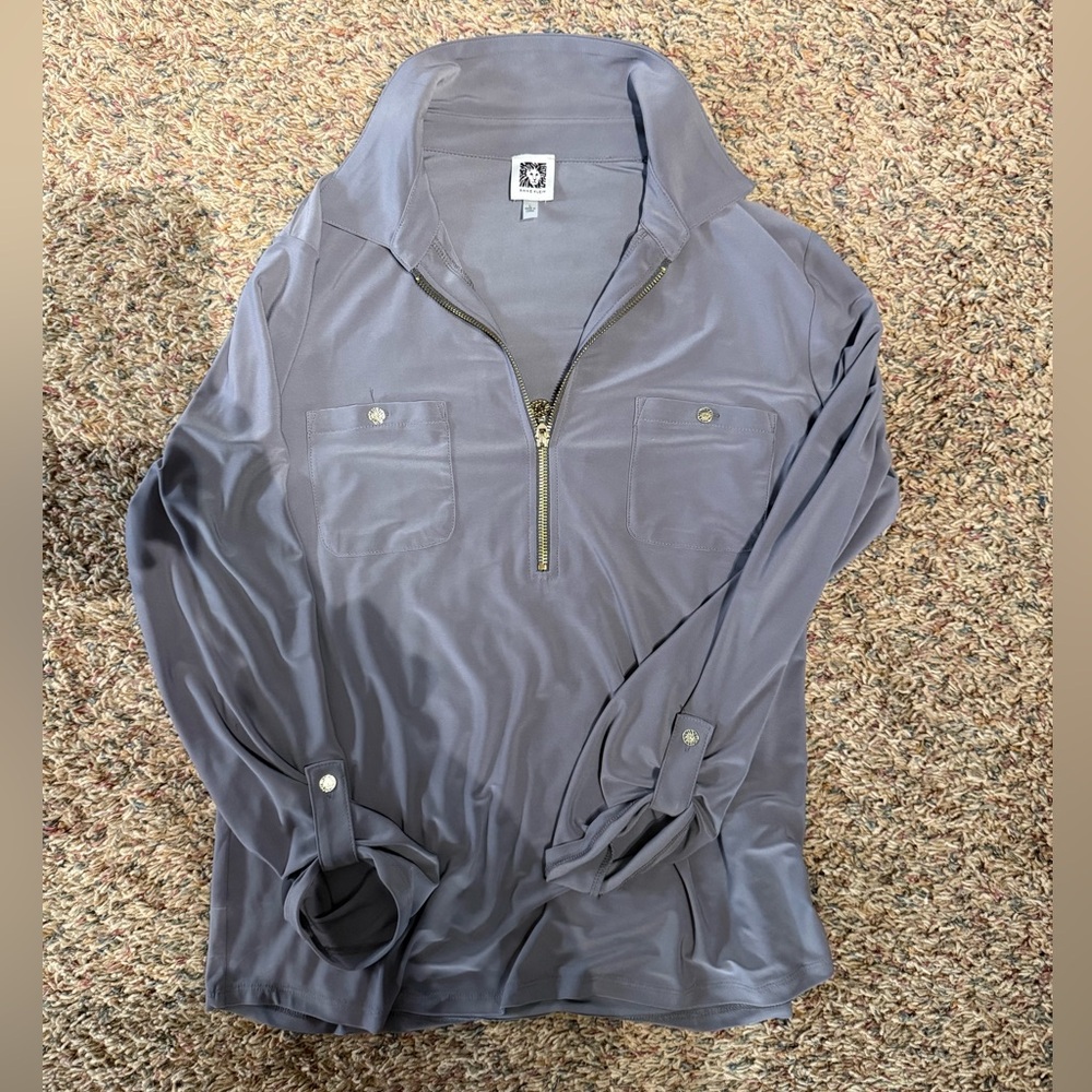 Anne Klein Gray Long Sleeve Top